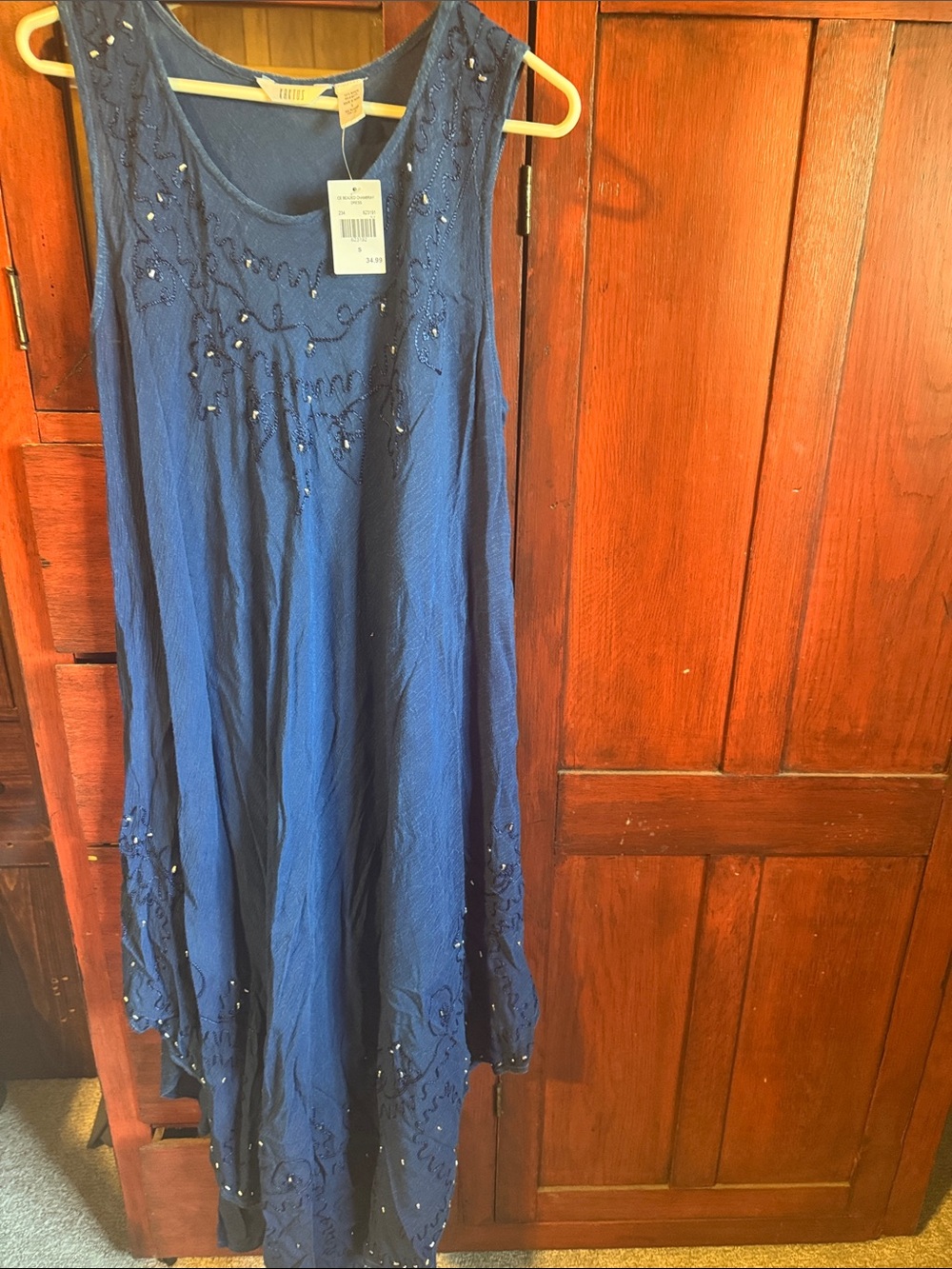 Kaktus Beaded Sleeveless Navy Maxi Dress